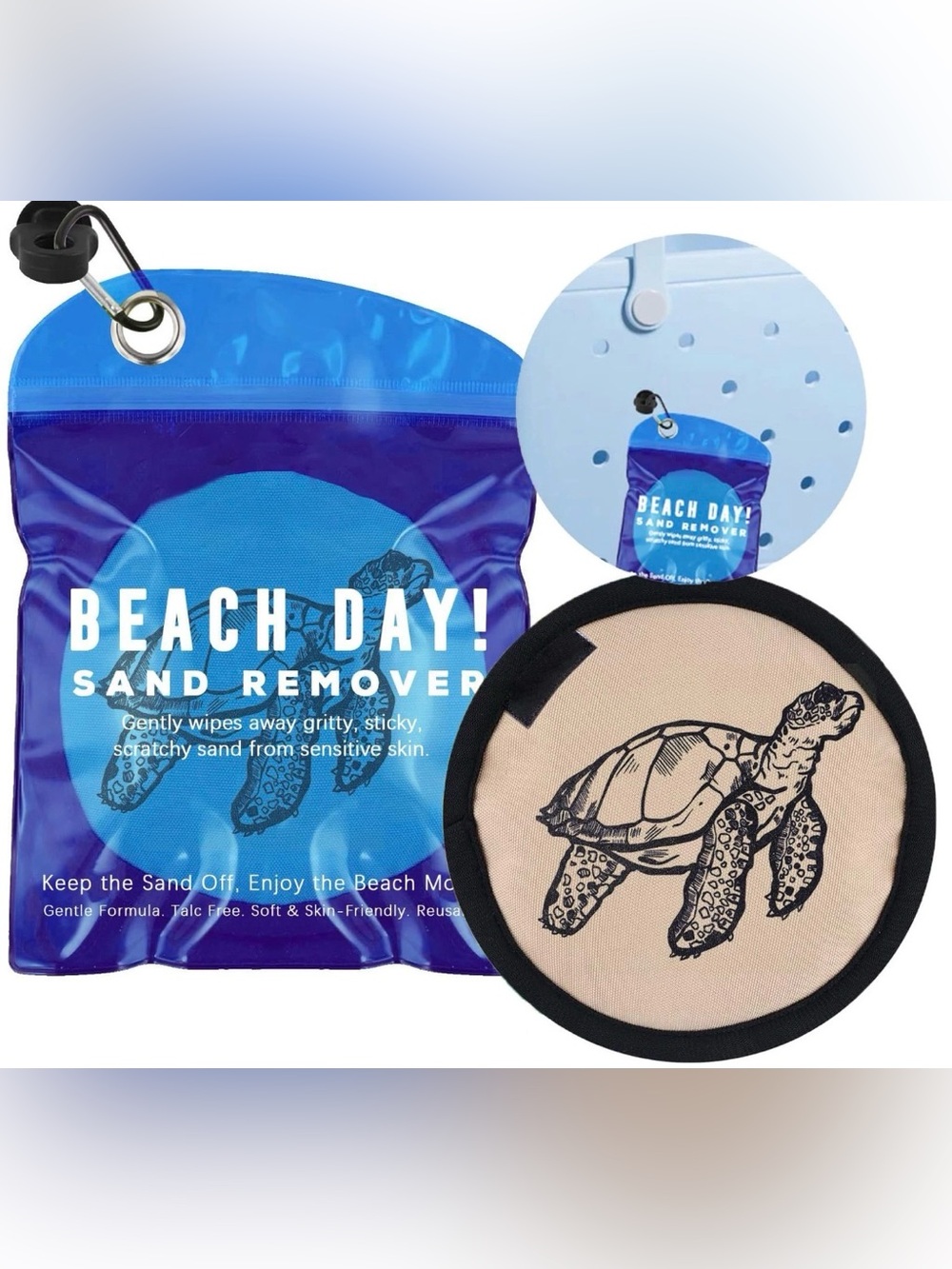 Beach Day! Sand Remover Pouch and Reusable Sand Pad - Blue